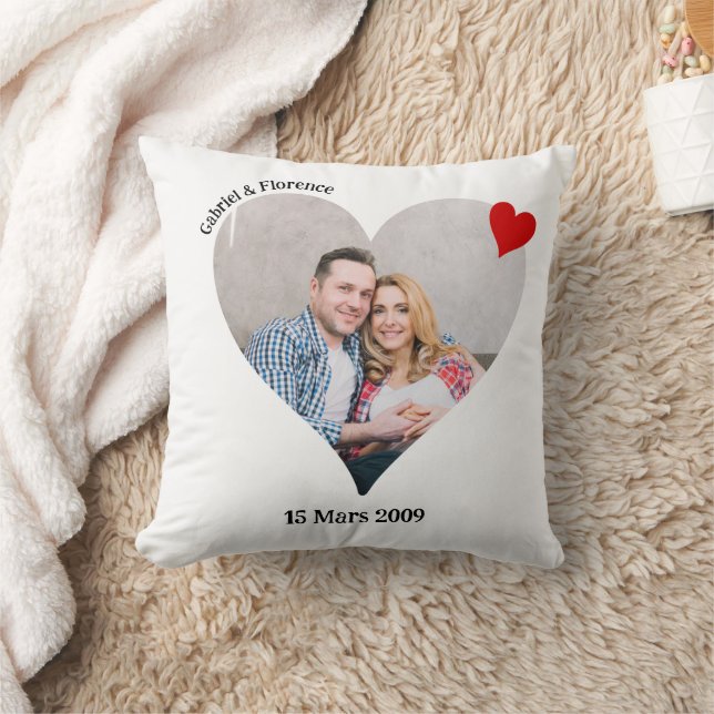 Coussin photo en forme de coeur personnalisé kudde (Filt)