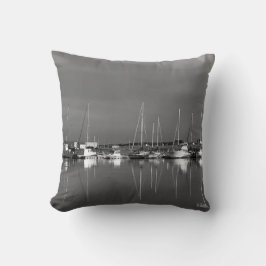 Coussin photo noir et blanc, bateaux kudde