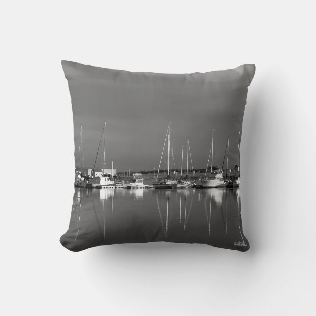 Coussin photo noir et blanc, bateaux kudde (Framsida)