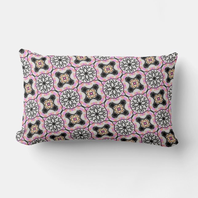 Coussin rectangulaire déco de rose, blanc et noir lumbarkudde (Framsida)