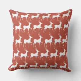 Coussin Red Reindeer Pattern Square Christmas Thro Kudde