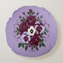 Coussin Rond Bouquet de Violettes Rund Kudde