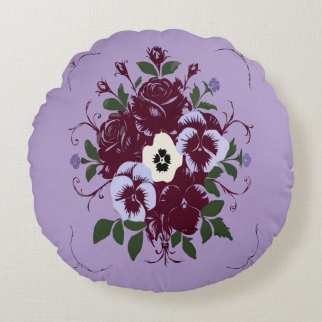 Coussin Rond Bouquet de Violettes Rund Kudde (Framsidan)
