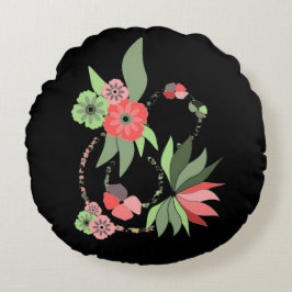 Coussin rond fleuri rund kudde