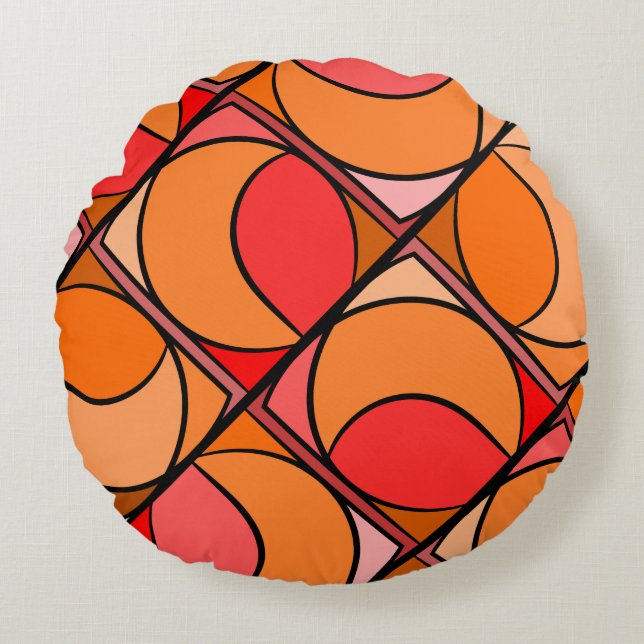 Coussin rond seventies orange rund kudde (Framsidan)