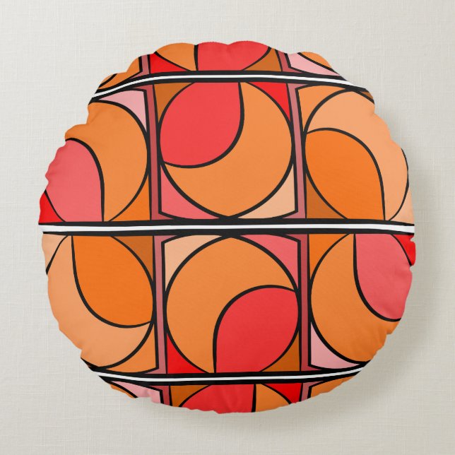 Coussin rond seventies orange rund kudde (Framsidan)