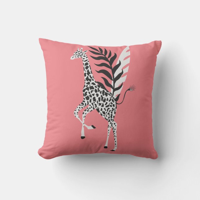 Coussin wildlife friendship - pink Giraffe cushion Kudde (Framsida)