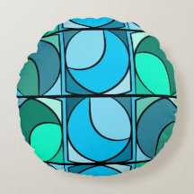 Coussins rond seventies bleu