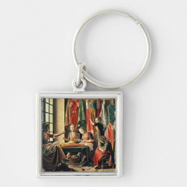 Couturier'sens seminarium, Arles, 1760 Fyrkantig Silverfärgad Nyckelring (Framsidan)