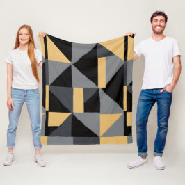 Couverture Polaire Géométrie Noir, gris et or Fleecefilt