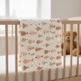 Couverture Polaire Sapins de Noël Rose Scandinave  Fleecefilt