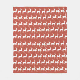 Couverture Polaire Traditionnelle Rennes Rouges Fleecefilt