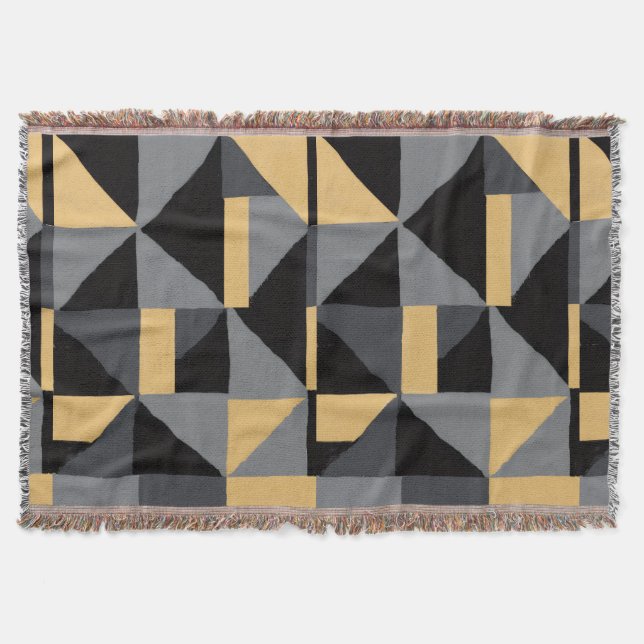 Couverture Tissée Géométrie Noir, gris et or Filt (Framsidan)
