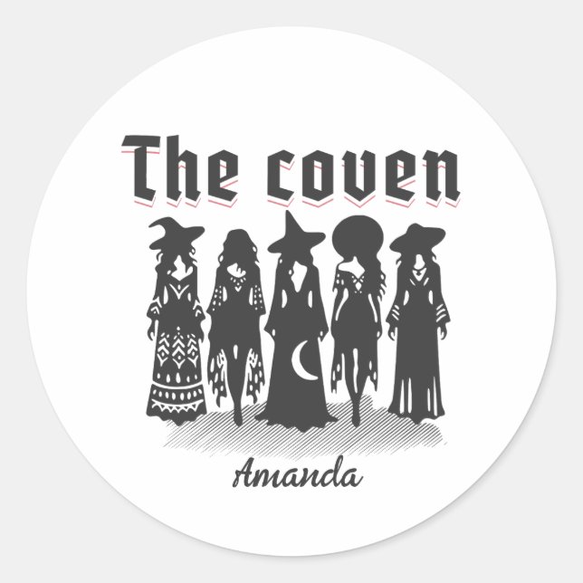 coven bachelorette party witchy runt klistermärke (Framsida)