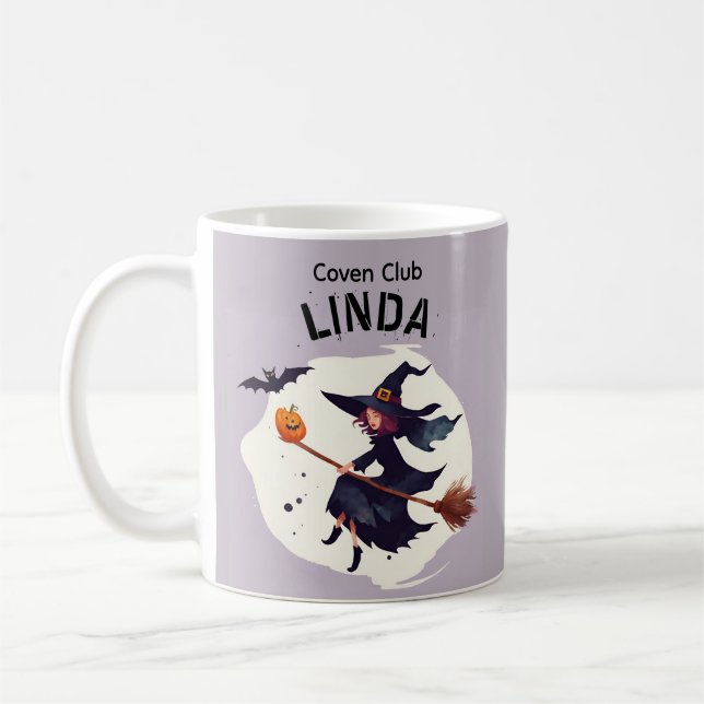 Coven Club Häxa Lila Halloween Kaffemugg (Vänster)