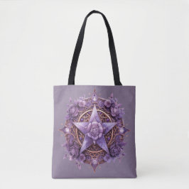 Coven Essentials Tote Bag - Lila Pentacle Design Tygkasse