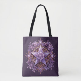 Coven Essentials Tote Bag - Lila Pentacle Design Tygkasse