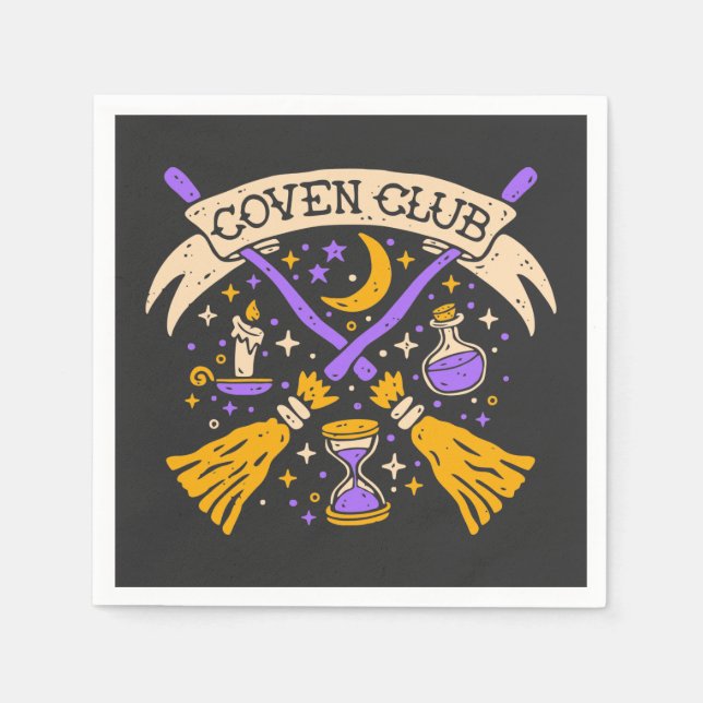 Coven Klubb Halloween Witch Night Himlar Pappersservett (Framsidan)