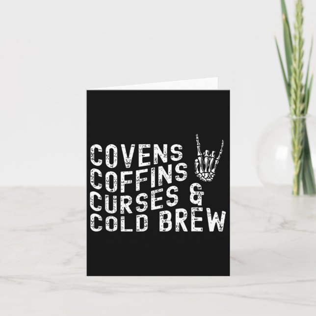 Covens Coffins Curses Kall Brew Fall Halloween Spo Kort (Framsida)