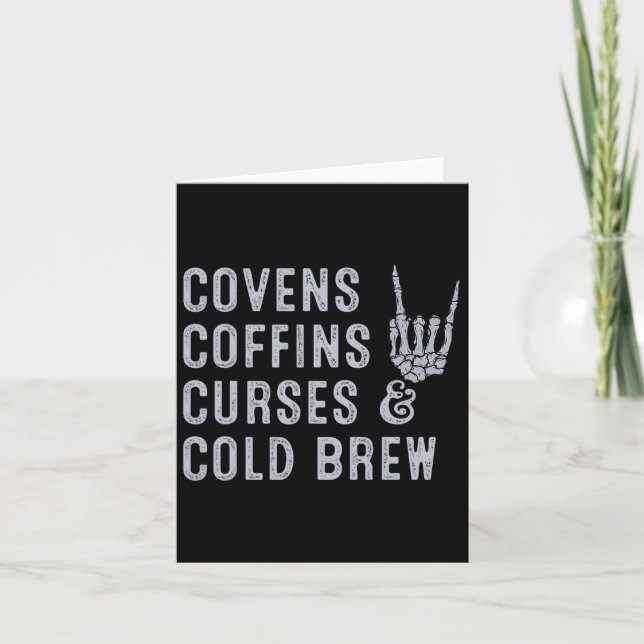 Covens Coffins Curses Kall Brew Fall Halloween Spo Kort (Framsida)