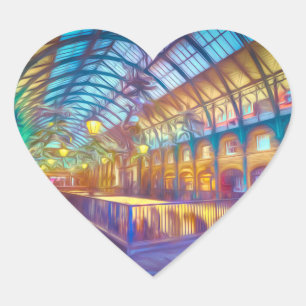 Covent Garden Londons konst Hjärtformat Klistermärke