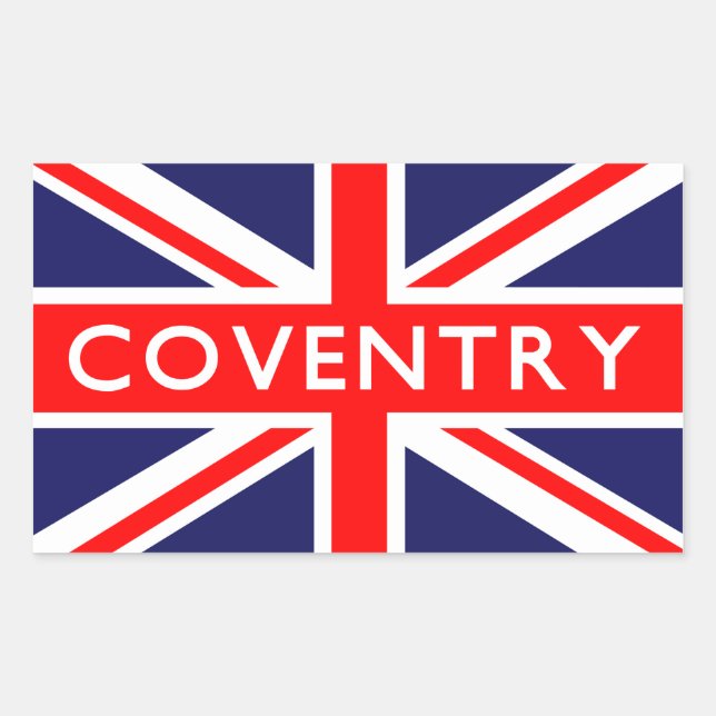 Coventry : British Flagga Rektangulärt Klistermärke (Framsida)