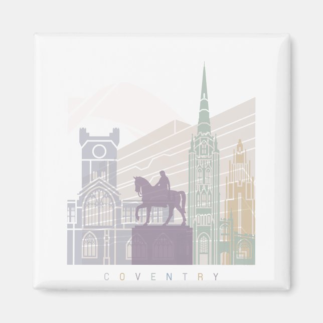 COVENTRY SKYLINE POSTER PASTEL MAGNET (Framsidan)