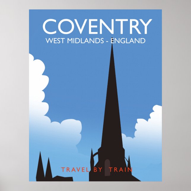 Coventry Väster Midlands Englands Tåg-reseaffisch Poster (Framsidan)