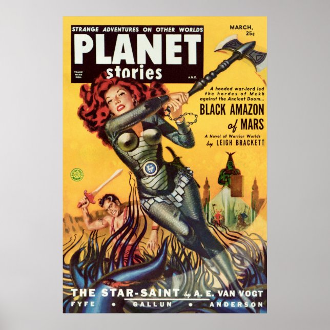 Cover Art Black Amazon of Mars 1951 Poster (Framsidan)