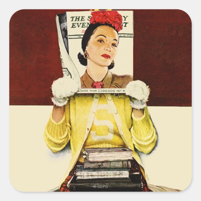 Cover Girl Fyrkantigt Klistermärke (Framsida)