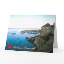 Coverack Harbour Postkontor & Fiskebåt Foto