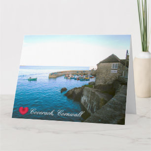 Coverack Harbour Postkontor & Fiskebåt Foto Kort