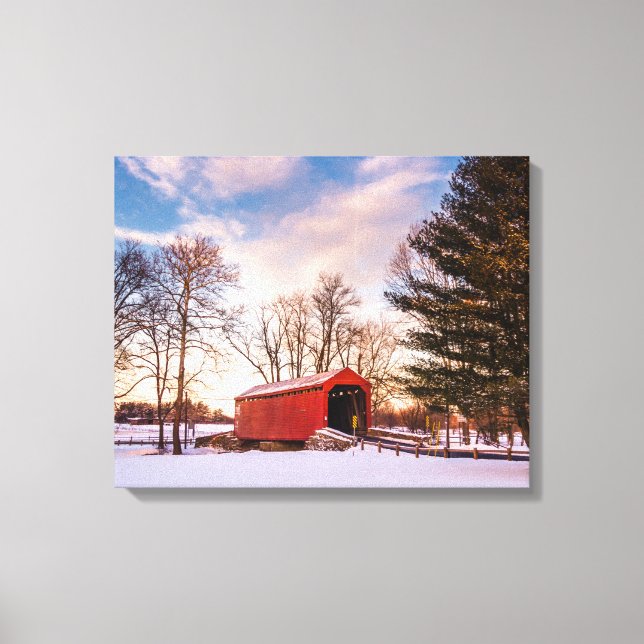 Covered Bridge i Frederick County Maryland Canvastryck (Framsida)