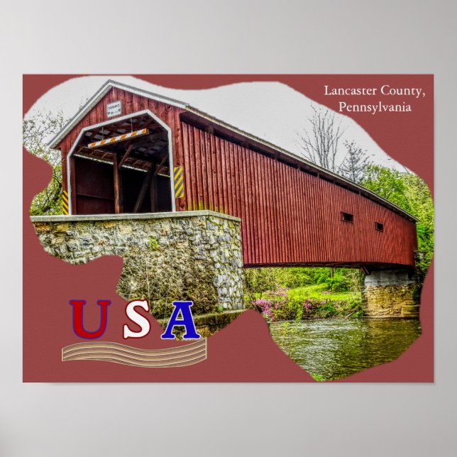 Covered Bridge - Poster Art - Lancaster County PA (Framsidan)
