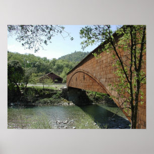 Covered Bridge vid Bridgeport, Kalifornien Poster