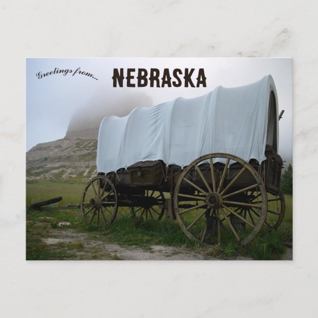 Covered Wagon in Scotts Bluff Nebraska Vykort (Framsida)