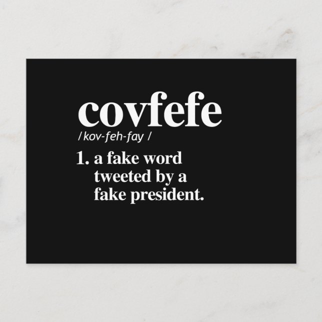 Covfefe-definitionen - en fejkad ord vykort (Framsida)