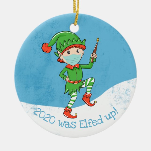 covid19 2020 blev uppvuxen! julgransprydnad keramik (Framsidan)