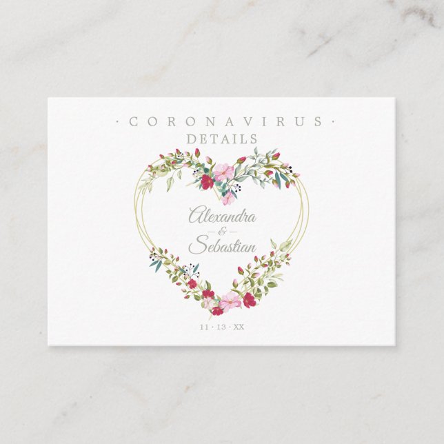 Covid19 Details Sophisticated Red Chic Heart Tilläggskort (Framsida)