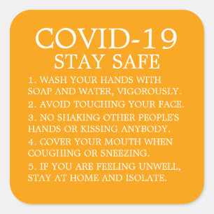 Covid-19 Advice Fyrkantigt Klistermärke