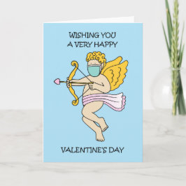 Covid 19 Alla hjärtans dag Cupid i en facemask Kort