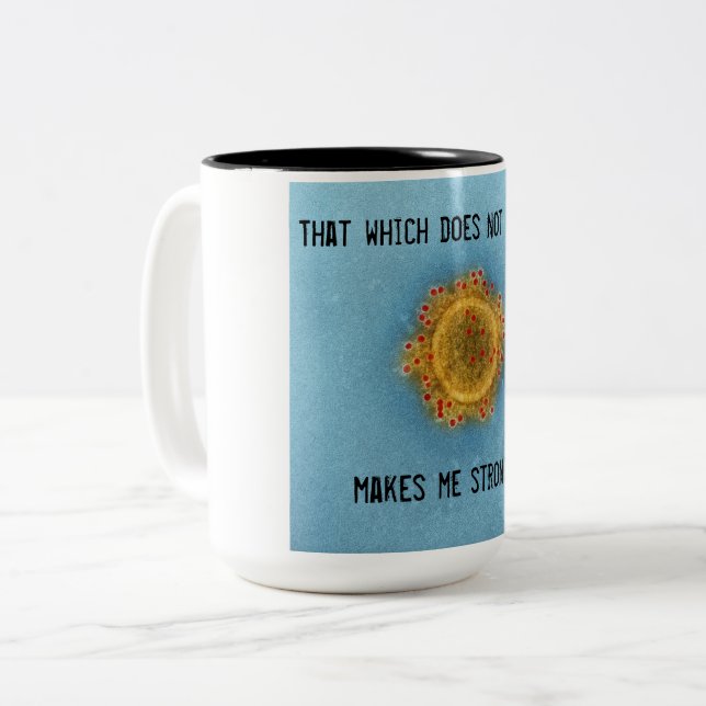 Covid-19 Coffee Mugg. 15 oz.Svarta och vita. Två-Tonad Mugg (Framsida vänster)