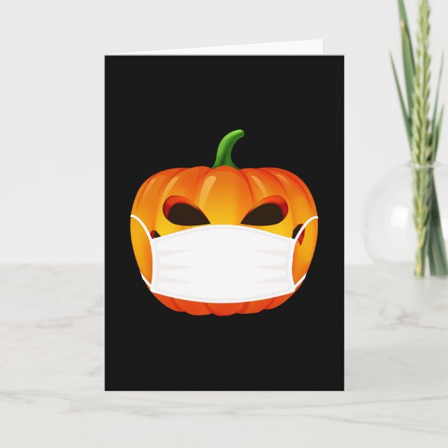 Covid 19 Coronavirus Mask Halloween Pumpkin Kort (Framsida)