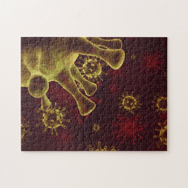 Covid-19 Coronavirus Spridning som medicinskt Pussel (Horisontell)