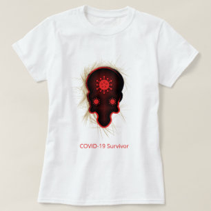 COVID-19 Experience, Black & Red Skull, Survivor T Shirt