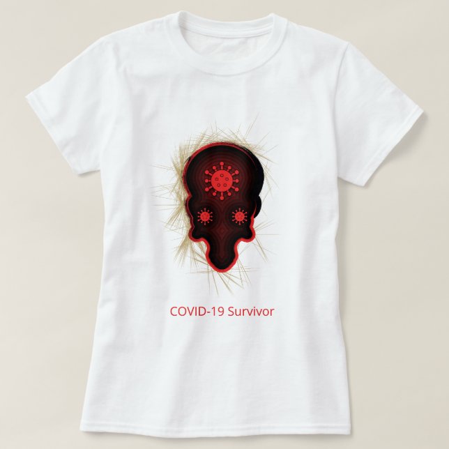 COVID-19 Experience, Black & Red Skull, Survivor T Shirt (Design framsida)