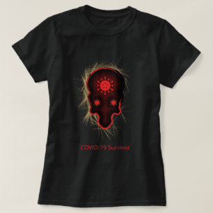 COVID-19 Experience, Red & Black Skull, Survivor T Shirt