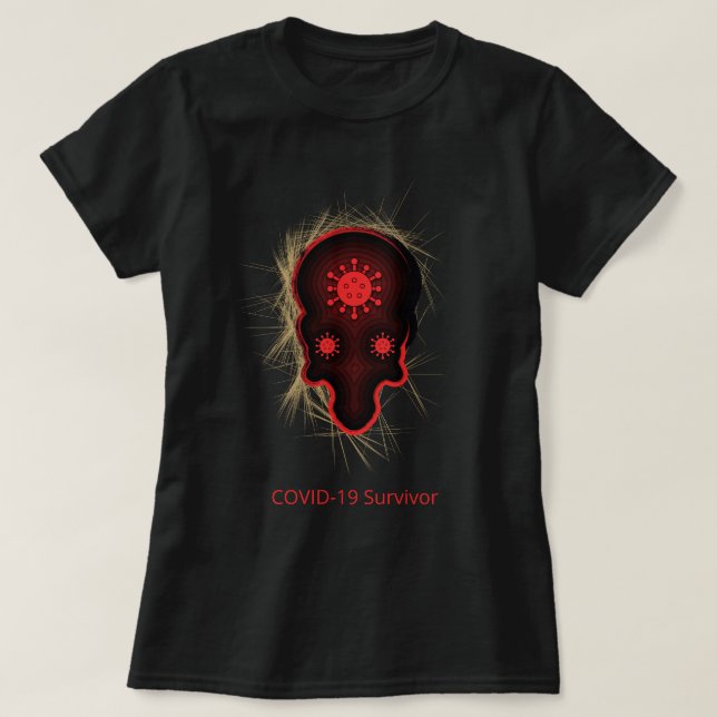 COVID-19 Experience, Red & Black Skull, Survivor T Shirt (Design framsida)