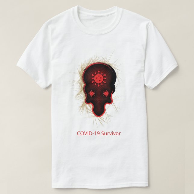 COVID-19 Experience, Survivor, Black & Red Skull T Shirt (Design framsida)