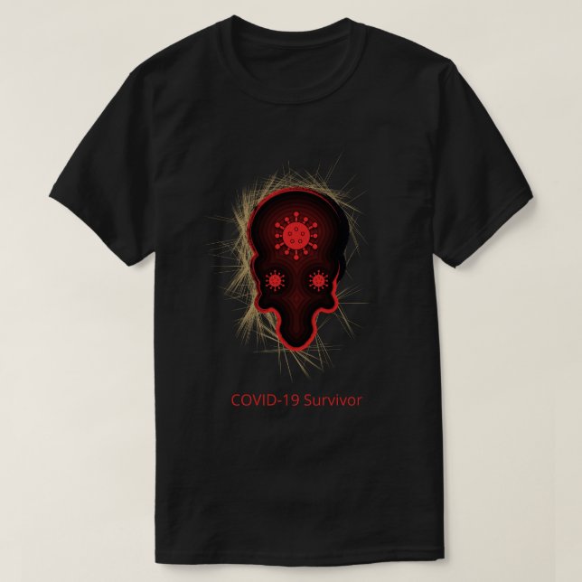 COVID-19 Experience, Survivor, Red & Black Skull T Shirt (Design framsida)